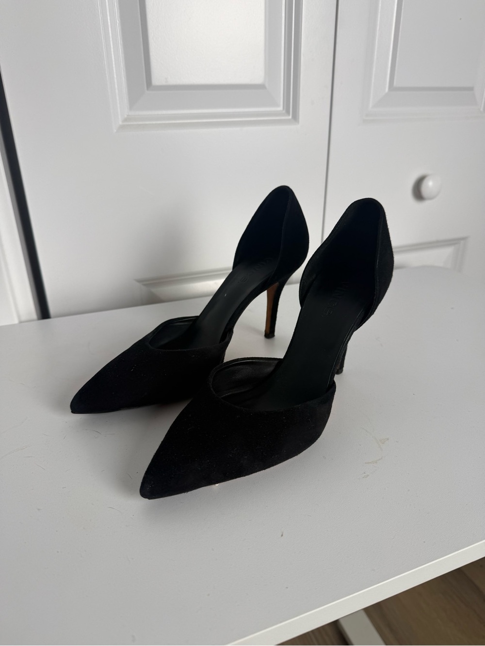 Vince black suede d'orsay pumps